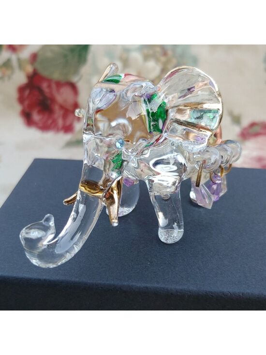 Other - Crystal Elephant Figurine with Gold Tone Accents 4"x2"x2"